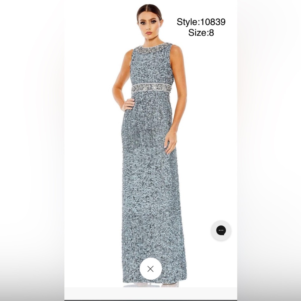 Jewel neck sequin long gown